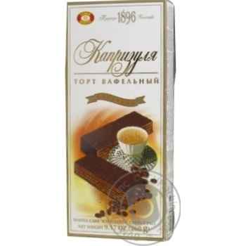 Торт ХБФ Бісквіт-Шоколад Капризуля вафельний Капучино 260г купити, ціни на МегаМаркет - фото 1