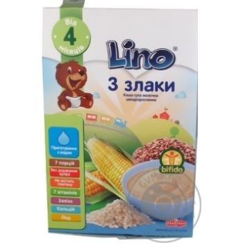 Каша молочна Lino 3 злаки від 4міс. 210г купити, ціни на МегаМаркет - фото 1