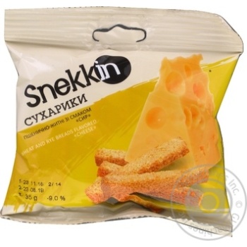 Сухарики Snekkin пшенично-житні зі смаком сир 35г купити, ціни на МегаМаркет - фото 2