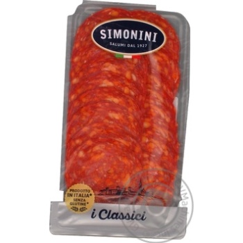Ковбаса Simonini Салямі Piccante нарізка 100г х15 купити, ціни на МегаМаркет - фото 1
