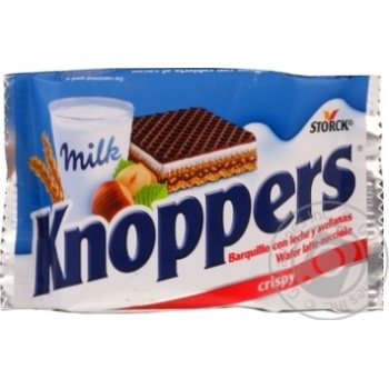 Вафлі Knoppers в молочному шоколаді з горіхом 25г купити, ціни на МегаМаркет - фото 1