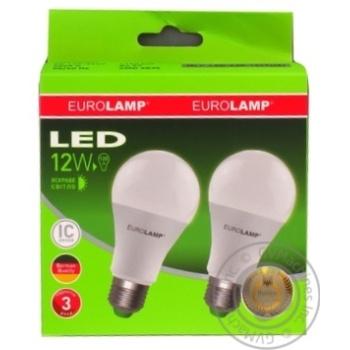Лампа EUROLAMP LED A60 12W E27 4000K 2шт х10 купити, ціни на МегаМаркет - фото 1