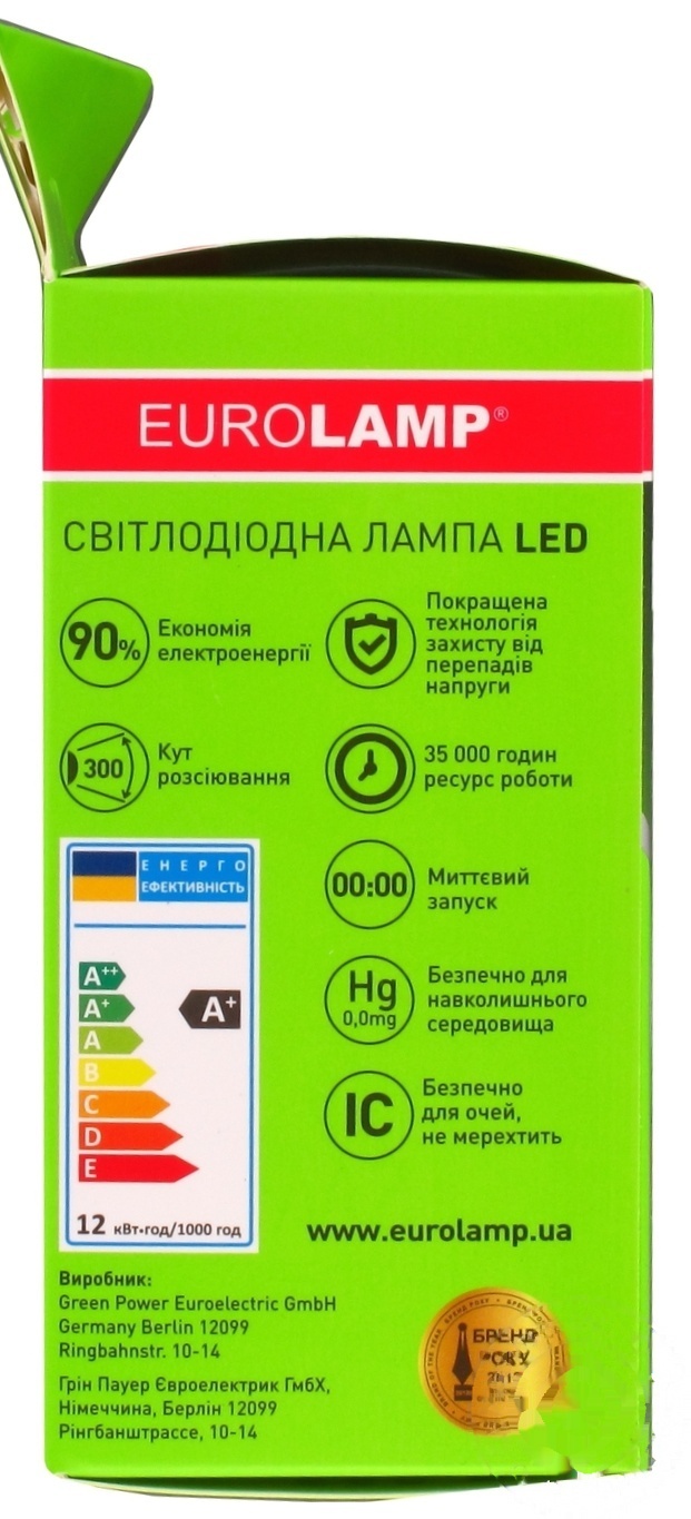 

Лампа Eurolamp светодиодная A60 12W E27 2шт