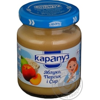 Puree Karapuz apple-peach for children from 4 months 125g glass jar - buy, prices for MegaMarket - photo 1