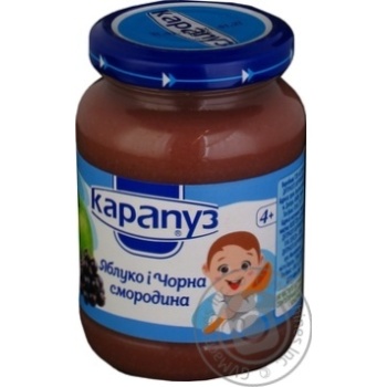 Пюре Карапуз из яблок и черной смородины с сахаром детское с 2 месяцев 200г купить, цены на МегаМаркет - фото 1