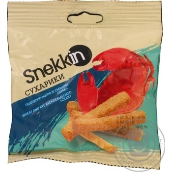 Сухарики Snekkin пшенично-ржаные со вкусом краба 35г купить, цены на МегаМаркет - фото 1
