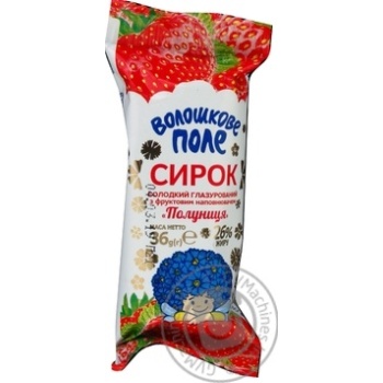 Сирок Волошкове поле солодкий глазурований полуниця 26% 36г купити, ціни на МегаМаркет - фото 1