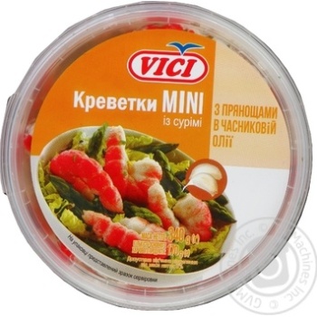 Креветки Vici Mini із Сурімі в олії з прянощ.Часник ст.340г х х6 купить, цены на МегаМаркет - фото 1