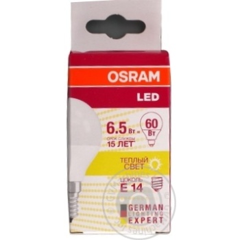 Лампа Osram LED B60 6,5W/830 CL E14 світлодіодна купить, цены на МегаМаркет - фото 1