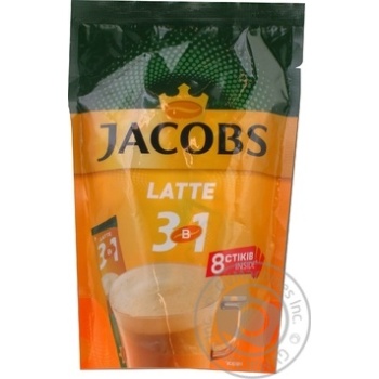 Напій кавовий розчинний Jacobs 3в1 Latte 8штх13г купити, ціни на МегаМаркет - фото 1