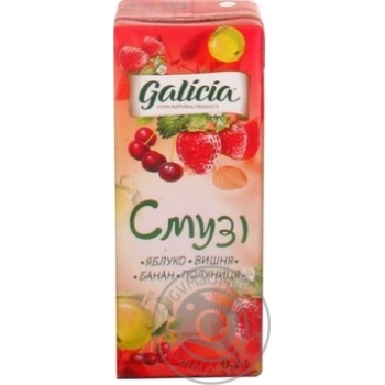 Сок Galicia Смузи яблоко-вишня-банан-клубника 0,2л купить, цены на МегаМаркет - фото 1