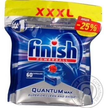 Таблетки для посудомийних машин Finish Quantum Max безфосфатні 60шт купити, ціни на МегаМаркет - фото 1