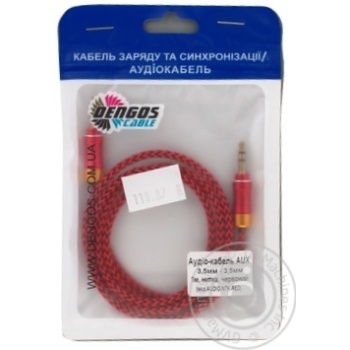 Dengos Audio Cable AUX 3.5mm-3.5mm 1m Red - buy, prices for MegaMarket - photo 1