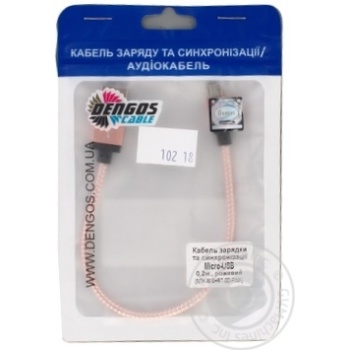 Кабель зарядки та синхронізації Dengos Micro-USB 0.2м рожевий (NTK-M-SHRT-GD-PINK) - купити, ціни на МегаМаркет - фото 1