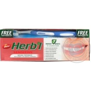 Зубна паста Dabur Herbl`s Sensitive 150г з Зубною щіткою купити, ціни на МегаМаркет - фото 1