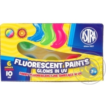 Astra Fluorescent Gouache Paints 6 Colors 10ml - buy, prices for ULTRAMARKET - photo 1