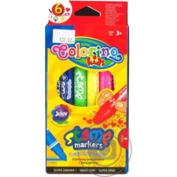 Фломастери COLORINO 2-х сторонні зі штампиком 6 кольорів Арт.361 купити, ціни на МегаМаркет - фото 1