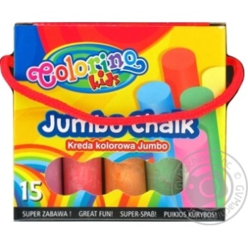 Крейда безпильова кольорова JUMBO 15шт в картон. відерці COLORIN купити, ціни на МегаМаркет - фото 1