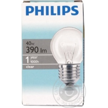 Лампа розж. Philips куля проз. 40 Вт Е27 купить, цены на МегаМаркет - фото 1
