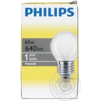 Лампа розж. Philips куля мат. 60 Вт Е27 купить, цены на МегаМаркет - фото 1