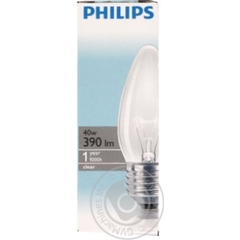 Лампа PHILIPS B35 40W Е27 CL свічка пр. купити, ціни на МегаМаркет - фото 1