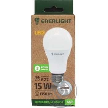 Лампа світлодіодна ENERLIGHT А60 15Вт 4100K E27 купить, цены на МегаМаркет - фото 1