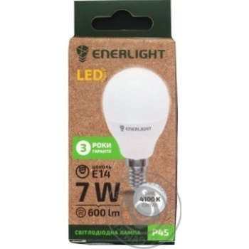 Лампа світлодіодна ENERLIGHT P45 7Вт 4100К Е14 купить, цены на МегаМаркет - фото 1