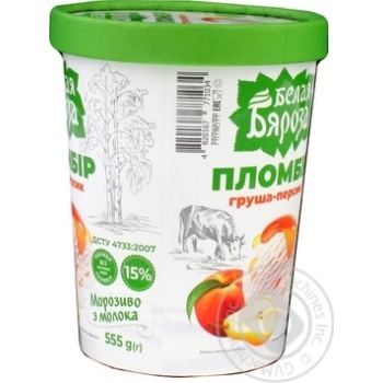 Морозиво Белая Бяроза Пломбір Груша-Персик ст.555г х4 купити, ціни на МегаМаркет - фото 2