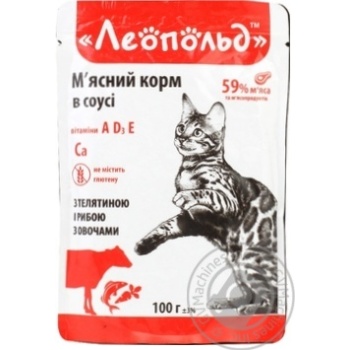 Корм для котов Леопольд телятина и рыба с овощами 100г - купить, цены на - фото 1