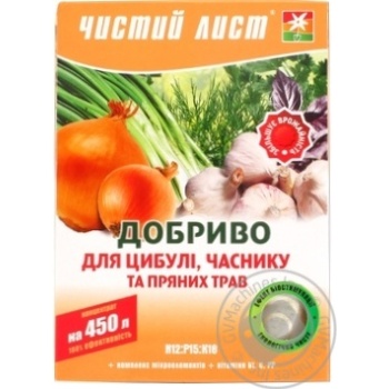 Удобрение Чистый Лист для лука чеснока и зелени 300г - купить, цены на Таврия В - фото 1