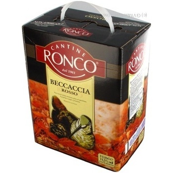 Вино Cantine Ronco Beccaccia Rosso червоне сухе 3л х4 купить, цены на МегаМаркет - фото 2
