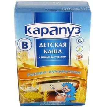 Каша дитяча Карапуз Рисово-кукурудзяна з біфідобактеріями суха швидкорозчинна з 4 місяців 250г купити, ціни на МегаМаркет - фото 1