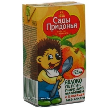 Puree Sady Pridonia Apple-Peach without sugar for 5+ month old babies tetra pak 125ml Russia - buy, prices for - photo 4