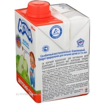 Reconstituted clarified sterilized juice Agusha apple for 3+ years children tetra pak 500ml Russia - buy, prices for - photo 2