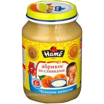 Puree Hame apricot with cream for 6+ months babies glass jar 190g - buy, prices for - photo 1