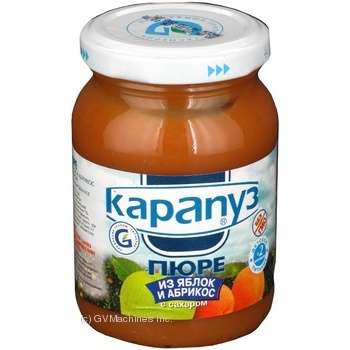 Fruit puree Karapuz apples and apricots with sugar for 2+ month babies 200g - buy, prices for MegaMarket - photo 1
