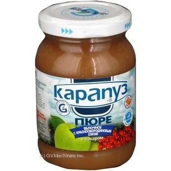 Пюре Карапуз Яблучне з порічковим соком з цукром для дітей з 4 місяців скляна банка 200г Україна купити, ціни на МегаМаркет - фото 1