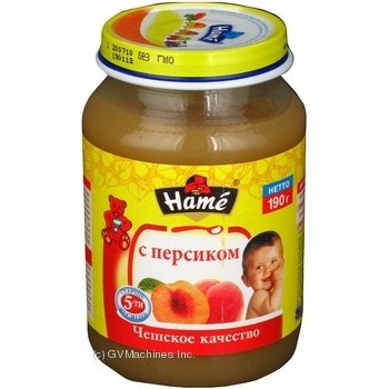 Puree Hame with peach for 5+ months babies glass jar 190g Czech Republic - buy, prices for MegaMarket - photo 1
