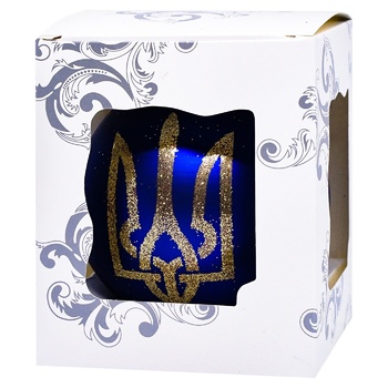 Куля ялинкова Герб України скляна 8см