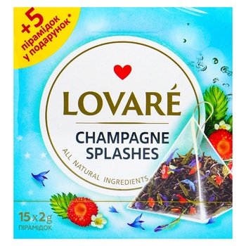 Lovare Champagne Splashes Black and Green Tea 2g*15pcs - buy, prices for Supermarket "Kharkiv" - photo 2