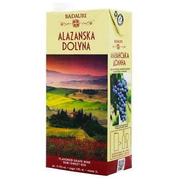 Badauri Alazanska Dolyna Red Semi-Sweet Wine 11-12% 1l