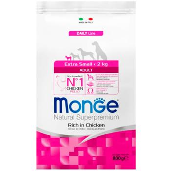 Корм сухий Monge Extra Small з куркою та рисом для собак мініатюрних порід 800г - купити, ціни на MasterZoo - фото 1