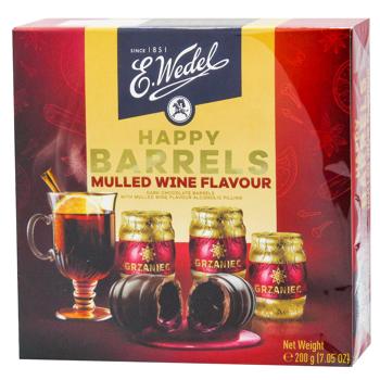 Конфеты E.Wedel Шоколадные бочонки с алкогольной начинкой со вкусом глинтвейна 200г