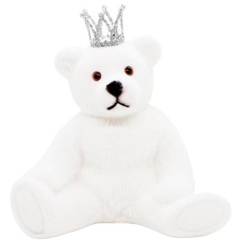 Прикраса ялинкова Bona Di Ведмедик з короною 20см білий