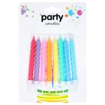 Набор свечей Party Candles для торта витые 8шт разноцветные