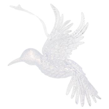 Підвіска ялинкова Пташка 13*10 см срібні блискітки арт. WH41881 9245 И969 - купити, ціни на КОСМОС - фото 1