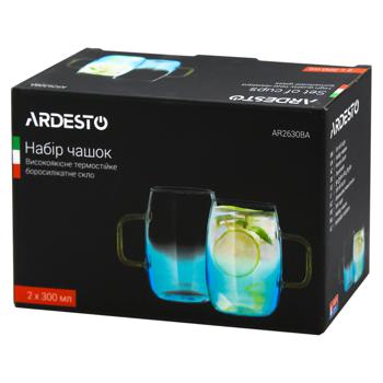 Ardesto Blue Atlantic Glass Cups Set with Handles 300ml*2pcs - buy, prices for ULTRAMARKET - photo 3