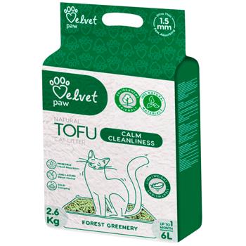 Velvet Paw TOFU Calm Cleanliness наповнювач для котячого туалету 6 л - лісова зелень - купить, цены на MasterZoo - фото 1