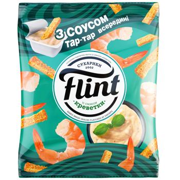 Сухарики Flint зі смаком креветок 80г + соус тарттар 15г