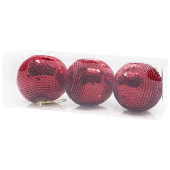 Набір прикрас ялинкових Кулі червоні 8см 3шт - купити, ціни на Таврія В - фото 2